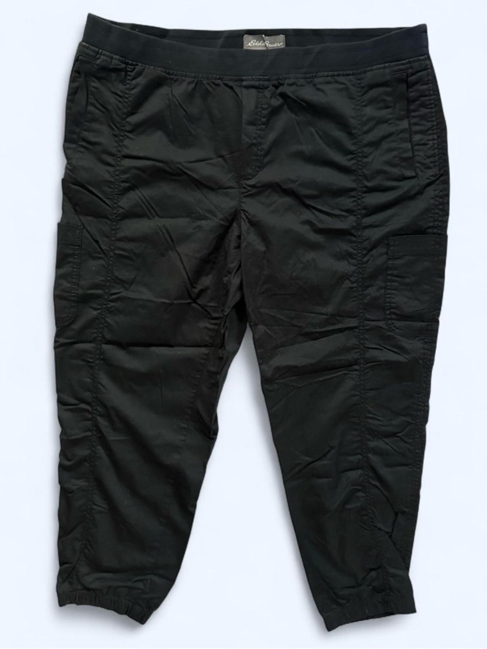 Eddie Bauer Laid Back Twill Jogger Pants Black Size 18 Women’s Pull On Cropped